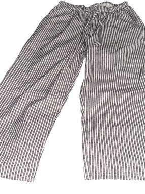 Women's ~ Black & White Striped ~ Wide-Leg ~ Elastic & Drawstring Trousers